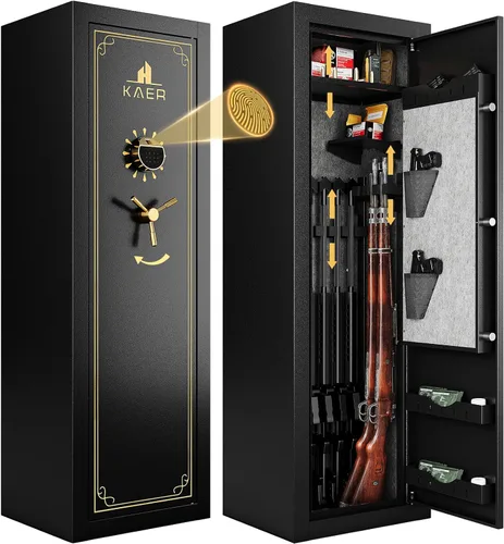 Miniatura 7 de KAER 15 Caja Fuerte Ensamblada - Caja Fuerte Biométrica de Huella Dactilar para Rifles y Pistolas, Caja Fuerte Grande para Rifles Largos y Escopetas