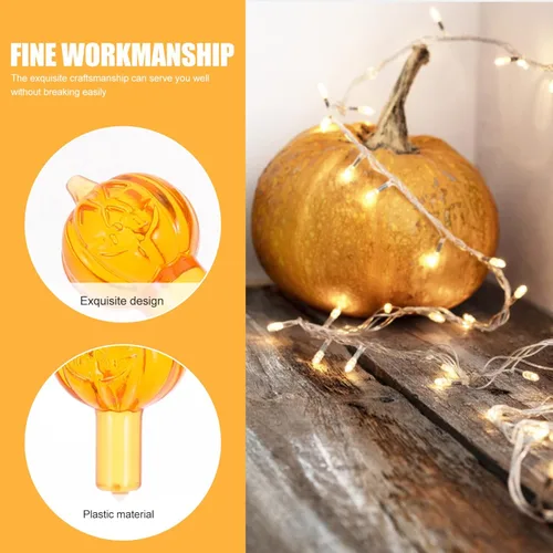Miniatura 8 de OSALADI 60 bombillas de calabaza de repuesto para árbol de cerámica de Halloween, bombillas temáticas de Halloween para decorar árboles de fiesta