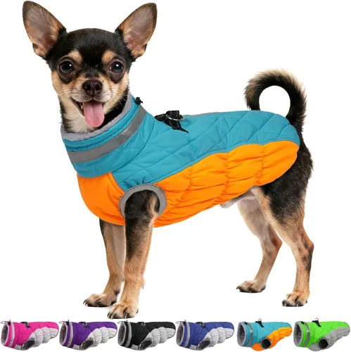 Miniatura 56 de Abrigo de invierno para perro, chaqueta grande para perro, chaqueta impermeable para mascotas con cremallera trasera, abrigo para mascotas con arnés
