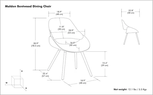 Miniatura 13 de SIMPLIHOME Malden - Sillas de comedor – Silla de cocina tapizada con marco de madera curvada y tela tejida en verde ácido, asiento de comedor