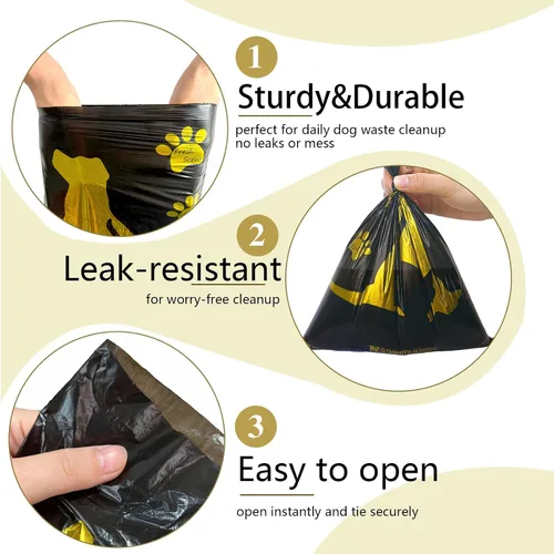Miniatura 5 de Soporte para bolsa de excremento de perro en forma de hueso para correa Dispensador con 15 bolsas de basura resistentes a fugas y clip de Trigo