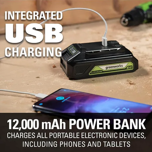 Miniatura 5 de Greenworks Soplador de Taller Inalámbrico de 24V (90 MPH / 180 CFM / 200+ Herramientas Compatibles), Batería de 2.0Ah y Cargador Incluidos