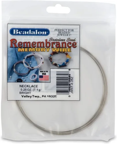 Beadalon Remembrance - Alambre de memoria de acero inoxidable, resistente, redondo, pulsera, grande, brillante, 8 onzas, aprox. 240 bobinas