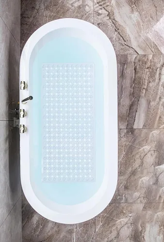 Miniatura 7 de Tapete de ducha antideslizante para bañera, tapete de baño antideslizante para baño, tapete de ducha con ventosas, 34.5 x 15.5 (transparente)