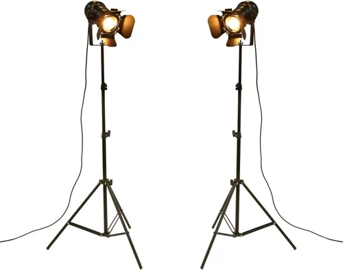 Trípode retro vintage industrial negro ajustable lámpara de pie luz de estacionamiento, cable de 16.4 ft con interruptor de pie, luz de