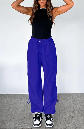 Miniatura 3 de Waitfairy Pantalones de paracaídas para mujer, pantalones cargo holgados con bolsillos