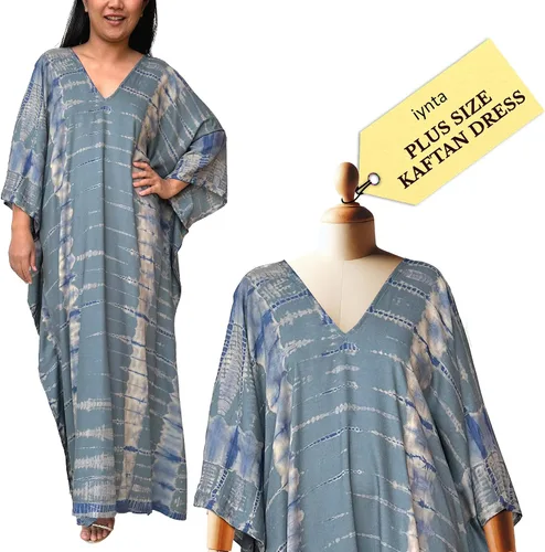 Miniatura 19 de Vestidos caftán hechos a mano en talla grande para mujer, vestido de gran tamaño teñido anudado, salida de baño para vacaciones y salidas nocturnas