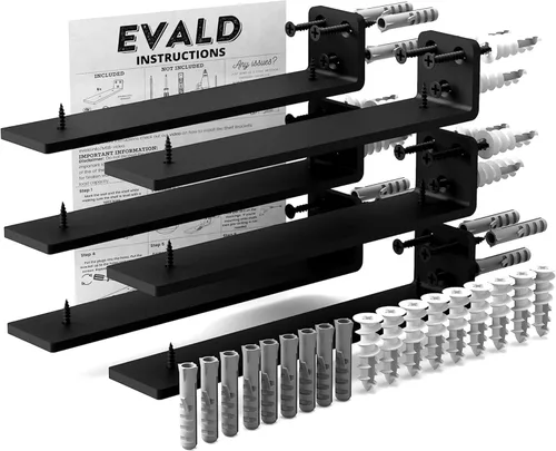 Miniatura 12 de EVALD Soportes flotantes para estantes Soportes ocultos de acero al carbono negro para tablero de 4 pulgadas (tamaño real de 3 1/4 pulgadas)
