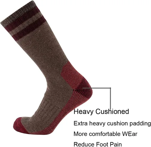 Miniatura 3 de Cerebro Calcetines de lana merino para hombre, calcetines acolchados a media pantorrilla que absorben la humedad, calcetines de senderismo