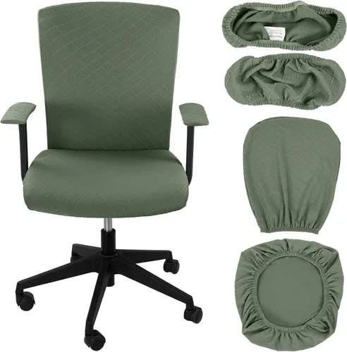 Miniatura 8 de Tallew Juego de 4 fundas para sillas de oficina, fundas protectoras universales para sillas de computadora, fundas elásticas para reposabrazos