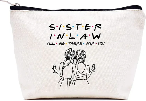 LIBIHUA Bolsa de maquillaje para mujer, bolsa de cosméticos regalos para ella, bolsa de viaje femenina, Beige, 21-hermana en la ley voy a estar allí