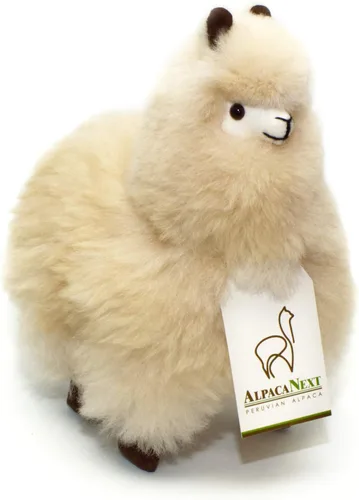 Alpaca Animal de Peluche – 9 pulgadas. Linda Alpaca de Peluche Suave y Abrazable, Juguete de Alpaca de Peluche Hecho a Mano con Pelo Natural de Beige