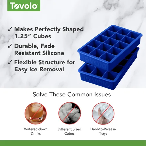 Miniatura 3 de Tovolo Bandeja de silicona para cubitos de hielo, color rojo manzana caramelo, paquete de 2 moldes para bandejas de hielo sin BPA para bebidas