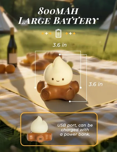 Miniatura 5 de 3 piezas Luz Nocturna de Fogata para Niños, Lindos Regalos de Lámpara de Fogata, Luces de Llama LED Iluminadas, Regulable, Luz Nocturna Recargable