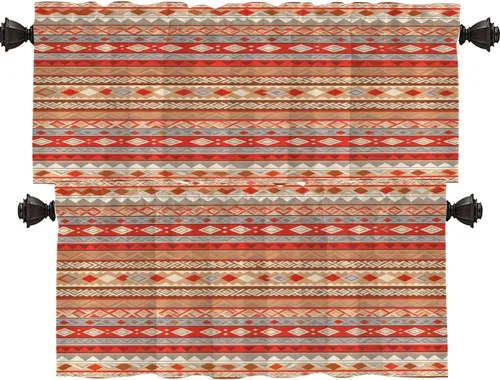 Miniatura 97 de Shrahala Cortinas de hojas de arce otoñales para ventanas de cocina, hojas rojas ardientes, fondo marrón, paneles de cortina de ventana de poliéster