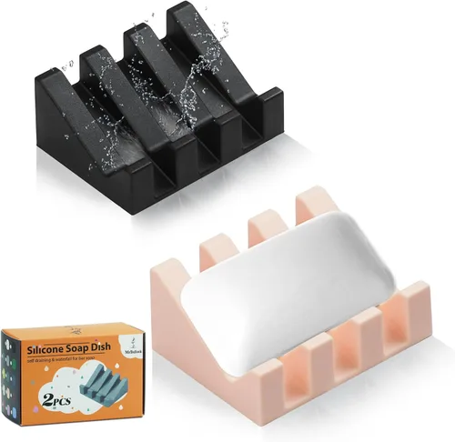 Miniatura 17 de Jabonera de silicona para jabón en barra, soporte para jabón para ducha y baño, bandeja autodrenante en cascada para secado, mantiene las pastillas