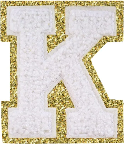 Miniatura 186 de Parches de letras termo-adhesivas de felpilla para chaquetas, parches de letras universitarias con brillantina para planchar en la letra azul A