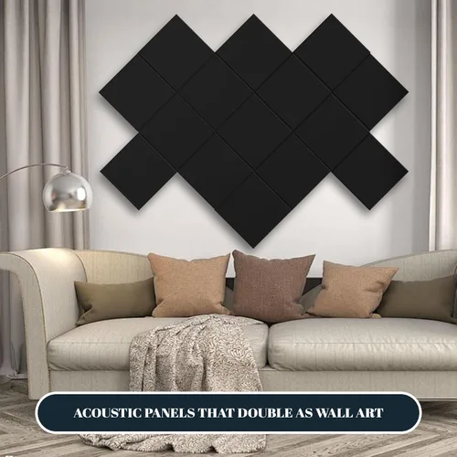 Miniatura 5 de Paquete de 15 paneles de espuma a prueba de sonido para paredes, paneles acústicos de 12 x 12 x 0.35 pulgadas, paneles de absorción de sonido