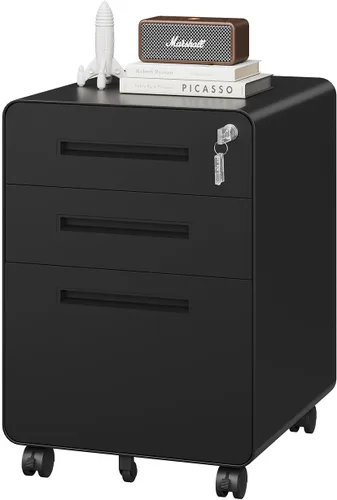 Miniatura 8 de PEUKC Archivador de 2 cajones con cerradura, archivador de metal debajo del escritorio para tamaño carta/legal/A4 para oficina en casa, archivadores
