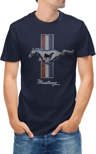 Miniatura 3 de Tee Luv Camisa Ford Mustang desgastada para hombre, Brezo Azul Marino