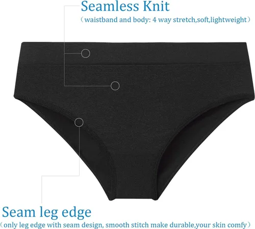 Miniatura 6 de Bragas de bikini para mujer, sin costuras, suaves, elásticas, estilo cheekini hipster, paquete de 6