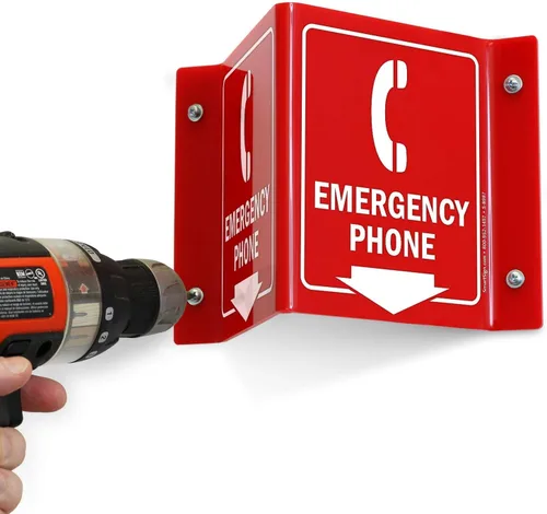 Miniatura 3 de SmartSign Letrero de proyección "Teléfono de emergencia" Acrílico de 5 x 6 pulgadas