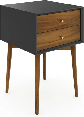 Miniatura 7 de Nathan James - Mesita de noche lateral Harper moderna, mesa decorativa o auxiliar con cajón de almacenamiento, 1, negro/marrón