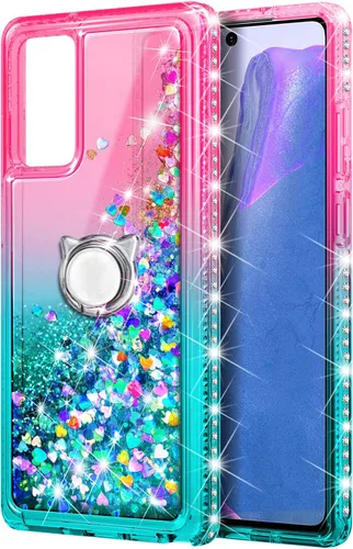 Miniatura 2 de NZND Compatible con funda de teléfono Samsung Galaxy A03S, gema Líquido flotante con purpurina brillante para mujeres y niñas con protector