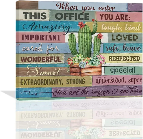 Miniatura 19 de At In This Office - Arte de pared inspirador para oficina, citas motivacionales, imágenes, lienzo, arte de pared con texto en inglés, We Are A Team