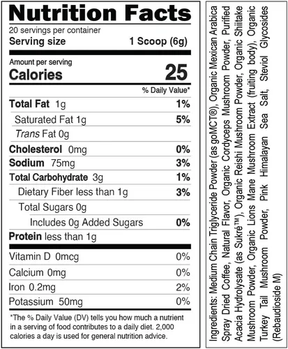 Miniatura 2 de Evlution Nutrition - Café de hongos – Apoyo energético, nervioso y del sistema inmunológico – 100% orgánico Reishi, shiitake, melena de león y polvo