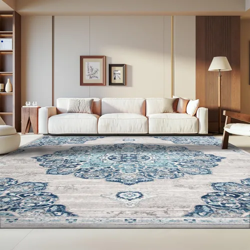Miniatura 10 de SAFAVIEH Brentwood Collection - Alfombra decorativa de 2 x 4 pies, diseño desgastado de medallón, no desprende pelusa y de fácil cuidado, ideal