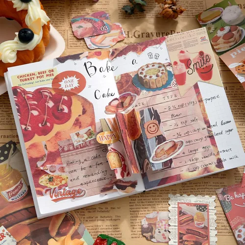 Miniatura 6 de Draupnir Kit de álbum de recortes estético vintage, kit de diario basura con suministros de diario/álbum de recortes, papelería, cuaderno