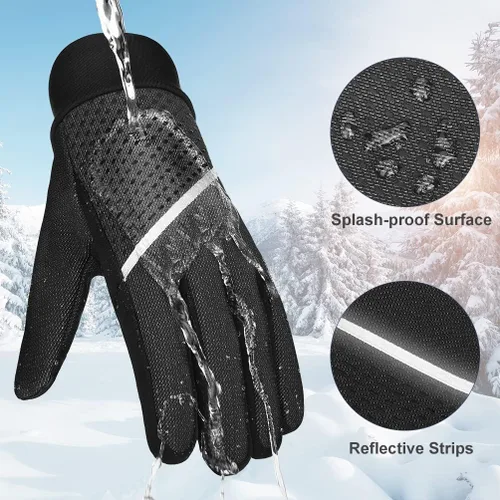 Miniatura 4 de Guantes de invierno para hombres y mujeres, para pantalla táctil para clima frío, antideslizantes, guantes cálidos con forro térmico de punto suave