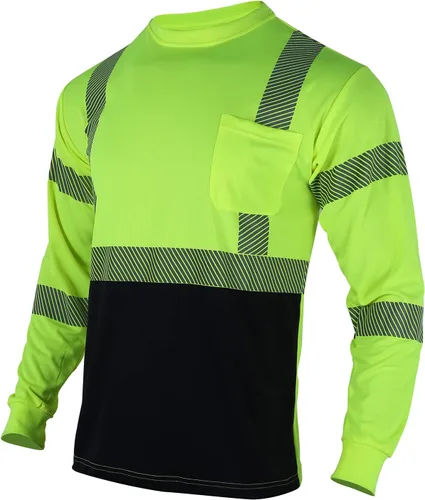 VENDACE Camisetas de seguridad reflectantes de alta visibilidad con manga larga ANSI Clase 3 Hi Vis para trabajo en construcción, camisetas para