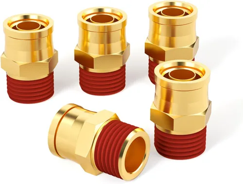 Miniatura 13 de GASHER 5 piezas de latón DOT Push to Connect Fittings, 1/2" NPT x 1/2" OD recto tubo de empuje de aire accesorios de línea de freno de aire