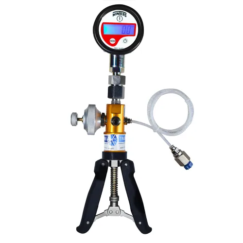 Miniatura 6 de Calibrador manual de presión y vacío (rango: -13 a 435 PSI) (solo bomba manual) para laboratorios de calibración, calibración de campo y calibración