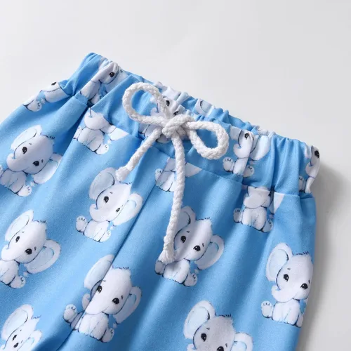 Miniatura 41 de Conjunto de 3 piezas de ropa de bebé recién nacido con estampado de manga larga + pantalones + sombrero