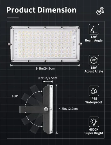 Miniatura 2 de papasbox Luz de inundación LED de 100 W para exteriores, luces de seguridad para exteriores de 8000 lúmenes, luces LED blancas cálidas de 3000 K