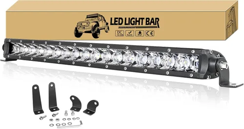 Willpower Barra de luz LED de 19 pulgadas, 90 W, de una sola fila, foco delgado, luces LED todoterreno, luces de trabajo antiniebla para camiones,