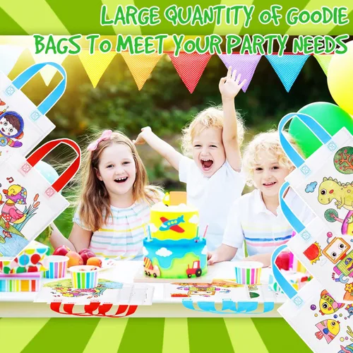 Miniatura 5 de Chunful - 24 bolsas lindas de regalo para colorear, bolsas de regalo para fiestas infantiles, bolsas reutilizables de dibujo para niños, bolsas