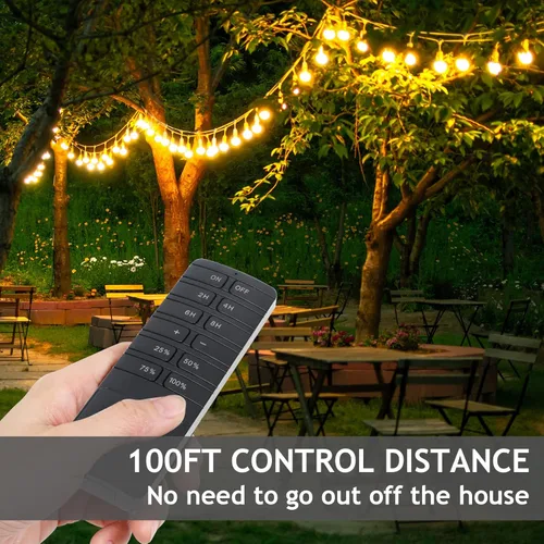 Miniatura 6 de Regulador de Intensidad para Luces de Cadena al Aire Libre, Enchufe Regulador de Luz con Control Remoto, Temporizador de Luz Impermeable