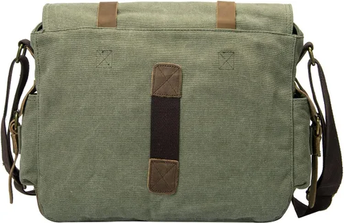Miniatura 5 de morral de cuero y lona para computadora portátil + morral de lona para cámara Dslr Slr, Verde ejército), 3323830