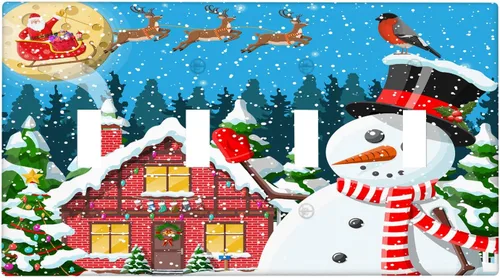 Miniatura 43 de Cubierta de interruptor de luz dúplex de 1 banda, cubierta decorativa de Navidad con copos de nieve rojos, placa frontal decorativa para cocina