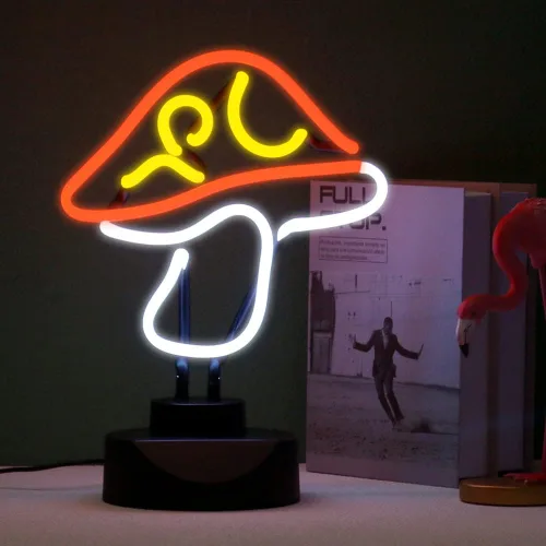 Miniatura 3 de Escultura de luz de neón de tubo de vidrio real de 12 V, letrero de neón de hongo para escritorio, decoración de pared hecha a mano, arte de pared