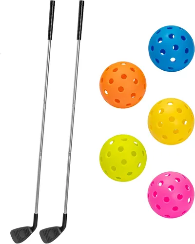 SJEhome Juego de golf para patio trasero, 2 palos y 5 pelotas, adecuado para práctica de patio trasero de 9/6/3 hoyos, regalos de golf para