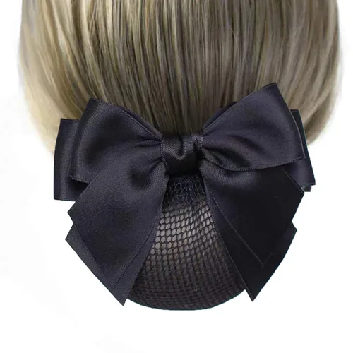 Miniatura 3 de Pinza profesional para el cabello, pasador de cinta negra con cubierta de moño, decoración de nudo de lazo y red para moños