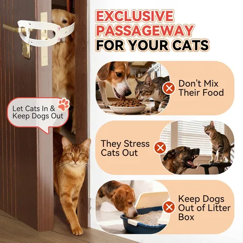 Miniatura 2 de TGIOW Pestillo de puerta para gatos, 2 pestillos de puerta para gatos que mantienen a los perros fuera de la caja de arena y alimentos, tapón