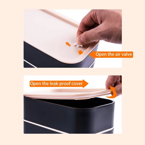 Miniatura 6 de Bento Box - Lonchera para adultos a prueba de fugas, 54 onzas, color negro