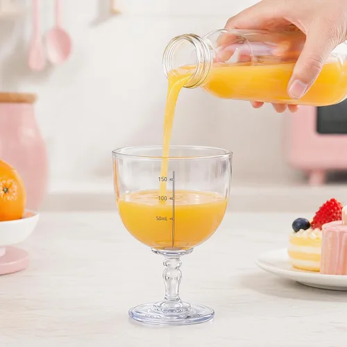 Miniatura 5 de Goaste Paquete de 4 vasos para beber vino para bebé, copas de plástico estilo copa con tapas, tazas de bebidas para niños de 6.7 onzas para jugo