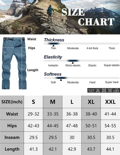 Miniatura 6 de WENRONSTA Pantalones cargo de senderismo para hombre, secado rápido, ligeros, impermeables, 6 bolsillos, para exteriores, pesca, montaña